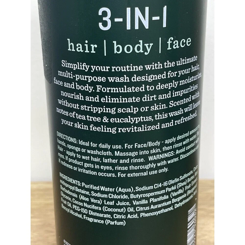 Tommy Bahama Premium 3-in-1 Hair Body & Face Wash Tea Tree & Eucalyptus 32oz